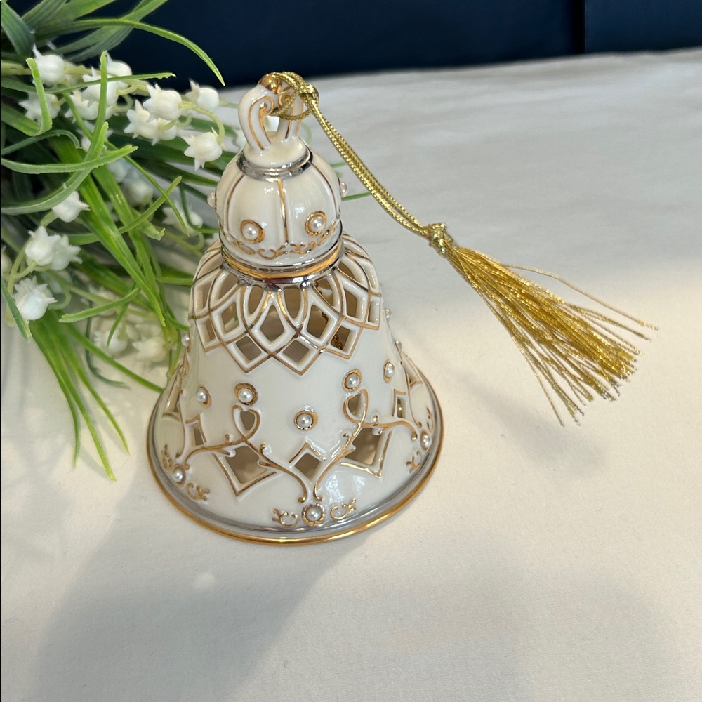 Vintage Lenox Porcelain Florentino & Pearl Collectible Lenox Bell Retired